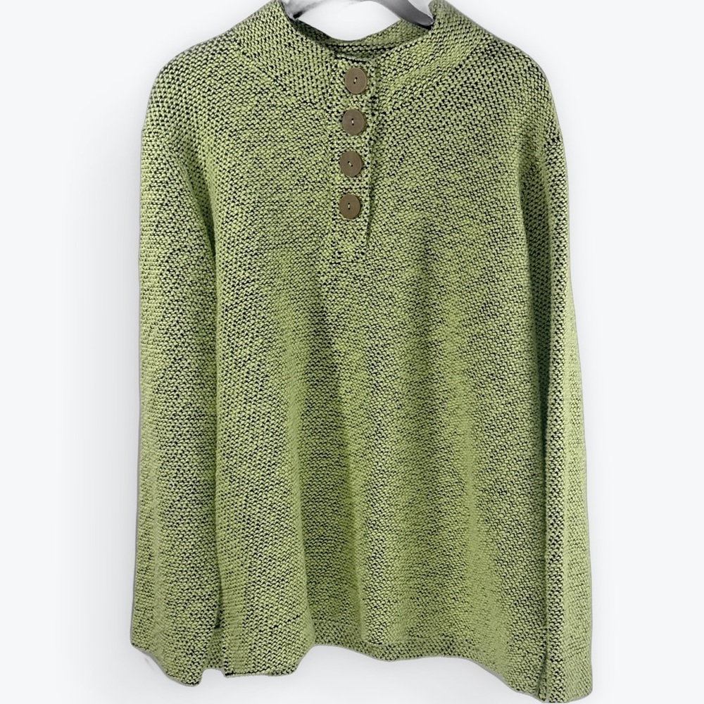 Chic Lime Green Knit Sweater with Buttons